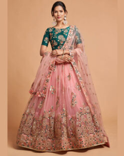 Beautiful Designer Net Lehenga Choli With Zari & Thread Work Indian Wear _ 2820