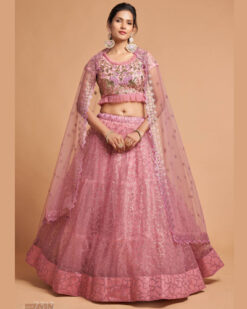 Party Wear Beautiful Pink Lehenga Choli With Dupatta Ethnic Women's Wear _ 2789