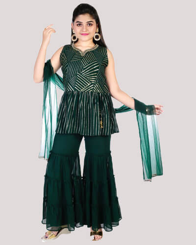 Vaniki Women's Sharara Rayon Kurti with Sharara Set(Red_Large) : Amazon.in:  Fashion