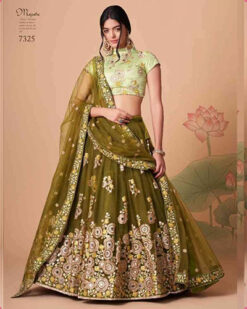 ETHNIC EMPORIUM Indian Wedding Net Thread & Sequin Women's Lehenga Choli Dupatta Ghagra 8353