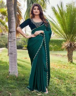 silk satin fancy designer saree