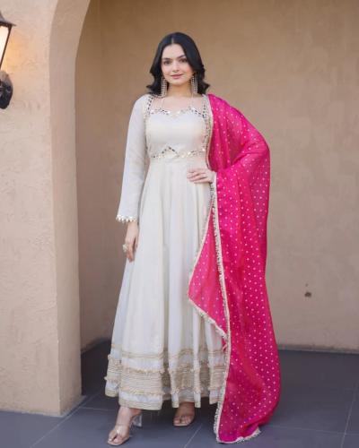 Festival Wear Gown Style With Embroidered Work Gown Suit Set