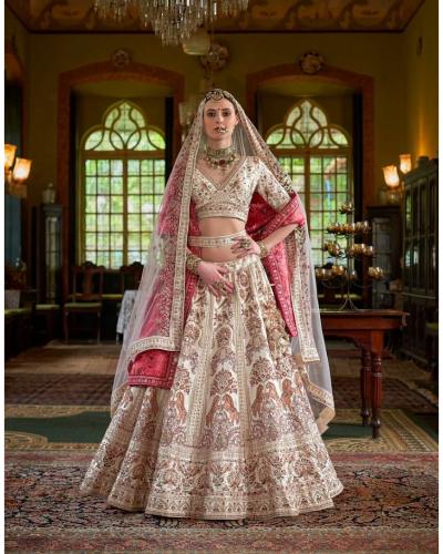 Royal Bridal Wear Double Dupatta Fancy Silk Lehenga Choli