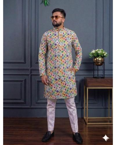 Festival Wear Kurta Pajama Men's Rayon With Cotton Kurta Pajama Style