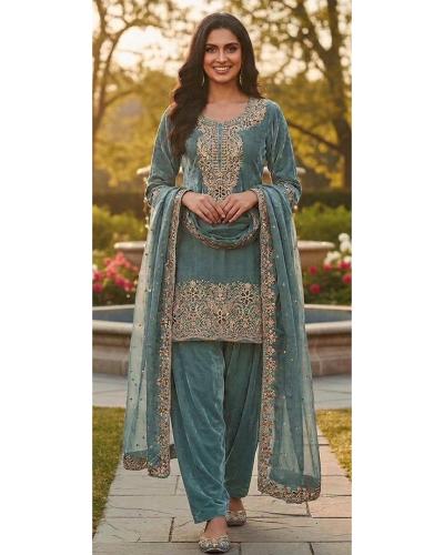Elegant Pakistani Style Chiffon With Fancy Work Salwar Suit