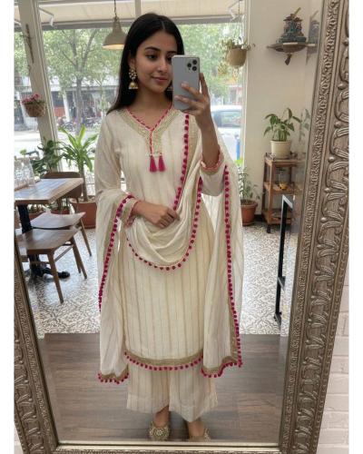 Festival Wear Chanderi Silk  With Fancy Work Salwar Suit Style
