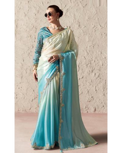 Stylish Fancy Saree with Heavy Embroidery Work