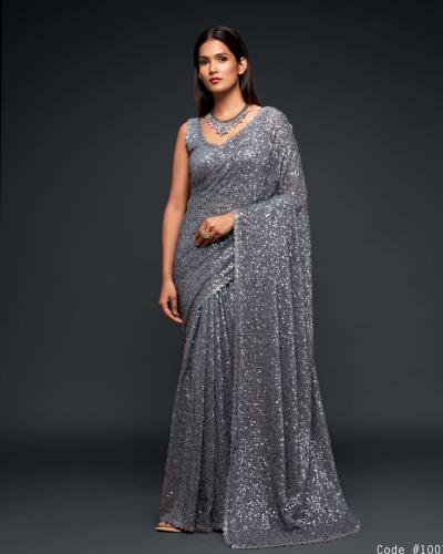 Party Wear Georgette Saree with Stitched Blouse