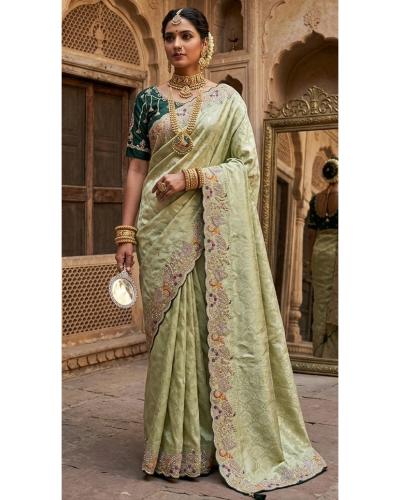 Royal Pure Giraffe Silk Saree with Zari & Embroidery Work