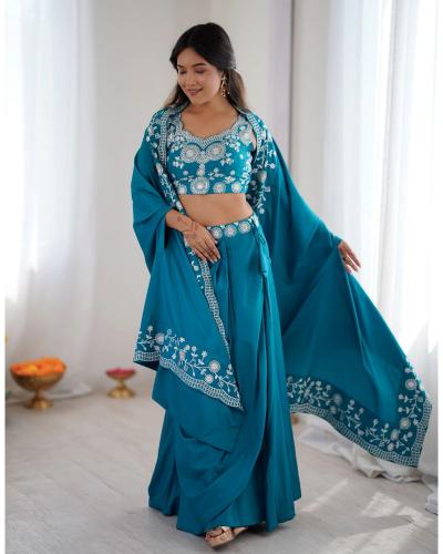 Premium Crepe Silk Indo-Western Dhoti Set with Shrug