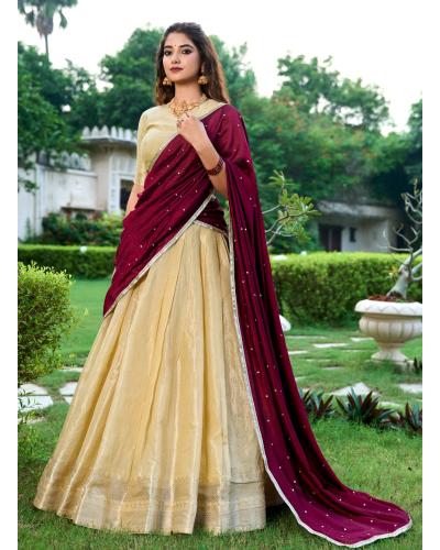 FB365 South Indian Lehenga Choli Kanchipuram With Zari & Weaving Work Lehenga choli