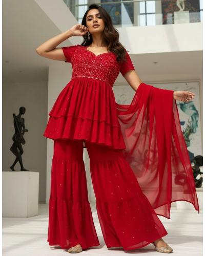 Festival Wear Georgette with Thread & Sequence Work Sharara Suit Style