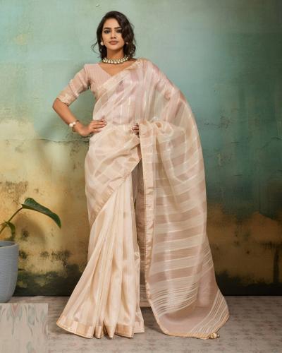 Festival Wear Saree Cotton Silk With Zari Work Saree Set