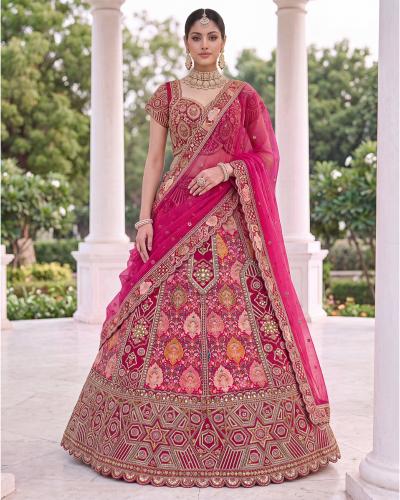 Royal Bridal Wear Lehenga with Gadhwal Silk & Fancy Mirror Work