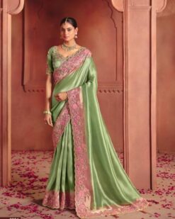 Designer Wedding Wear Saree Silk With Sequence Work