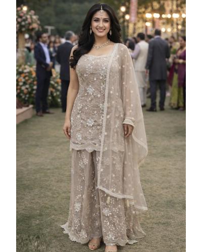 Festival Wear Sharara Suit Net With Embroidered Work Sharara Set Style