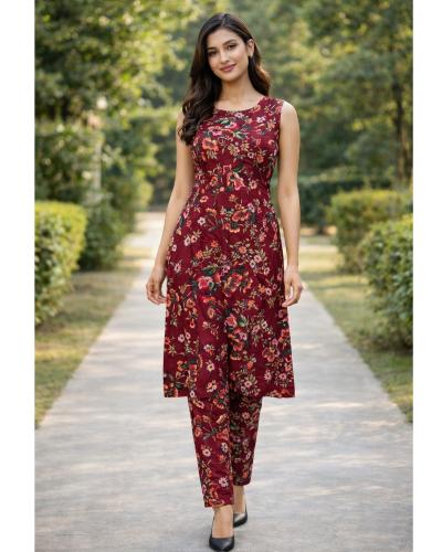 Summer Special Kurta With Flower Print Work Kurta Set