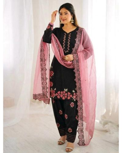 Festival Wear Farshi Pant With Suit Set Embroidery Work Farshi Salwar Suit Style