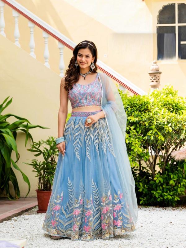 Designer Wedding Lehenga with Net Sequin & Embroidery Detailing
