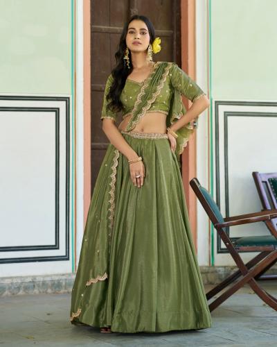 FB365 Party Wear Chinon Fabric With Embroidery & Sequence Work Lehenga Choli