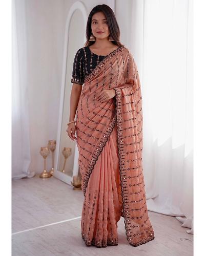 Festival Wear Saree Viscose Rangoli With Floral Embroidery Thread Work Saree