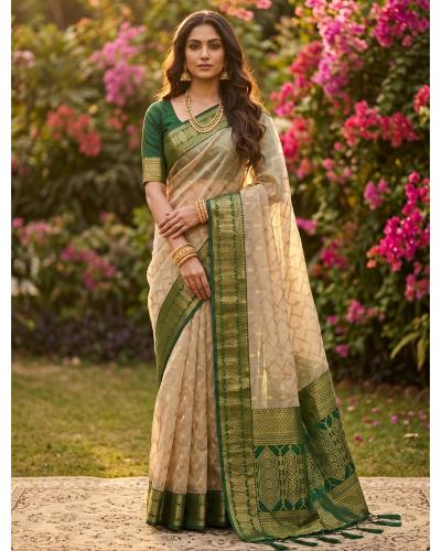 FB365 Festival Wear Saree Soft Cotton With Zari Work Saree