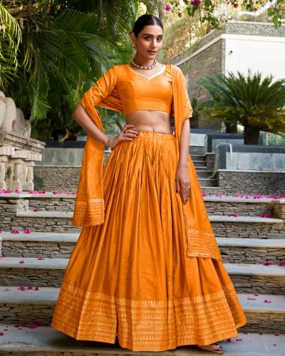 Festival Wear Lehenga Choli Chanderi With Weaving & Zari Work Lehenga Choli