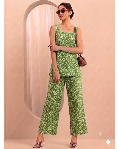 Festival Wear Coord set Cotton With Hand Printed Work