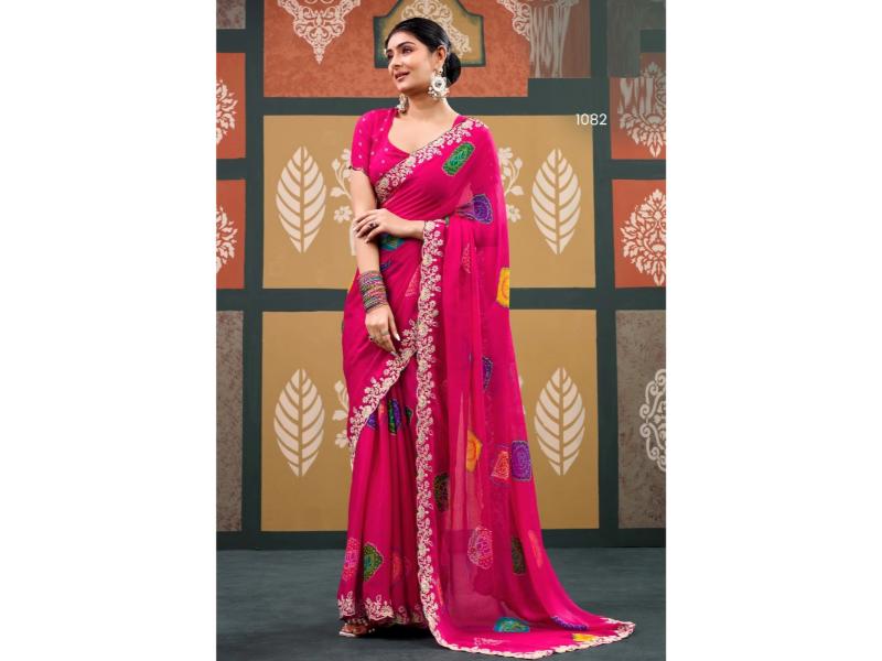 Festival Wear Saree Chiffon With Embroidery Work Saree
