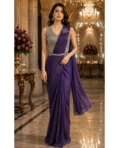 Ready to wear Saree Fancy With Bead Work Indo Western Style Saree