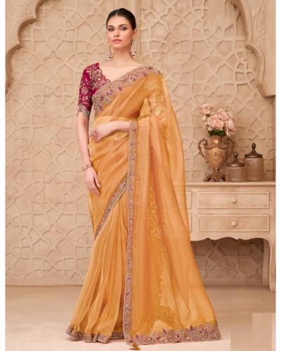 Designer Georgette Silk Saree With Elegant Fancy Work