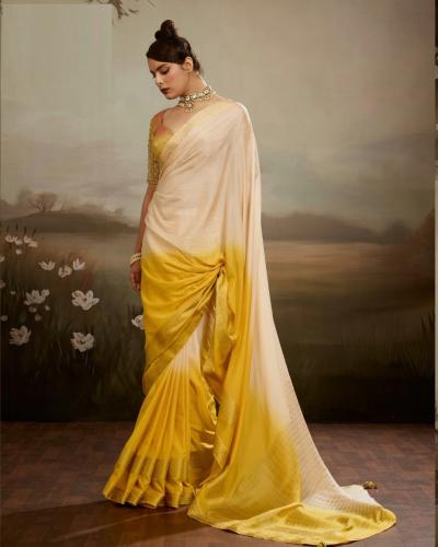 Festive Wear Chiffon Saree with Zari Woven Detailing