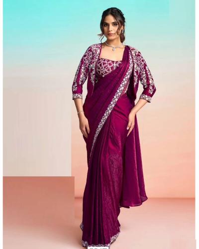Modern Ready-to-Wear Satin Saree with Elegant Embroidery Blouse