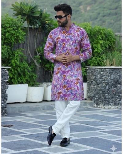 Classic Cotton Kurta Pajama Set with Stylish Prints