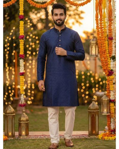 Traditional Silk Jacquard Men's Ethnic Kurta Set