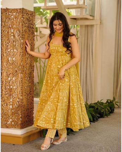 Festival Wear Anarkali Style With Printed Work Anarkali Suit Set