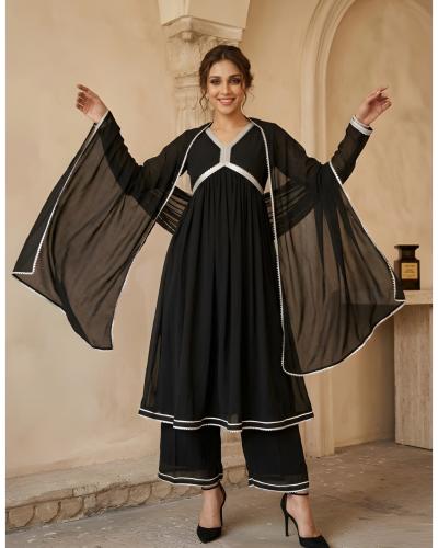 Festival Wear Georgette Anarkali Suit With Fancy Work