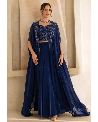 Wedding Wear Indo Western Dress Georgette With Fancy Work Lehenga Choli Shrug