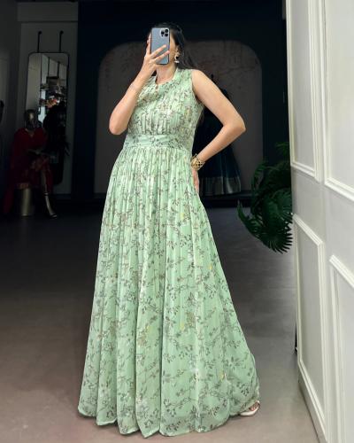 Summer Special Fancy With Floral Printed Work Long Style Gown