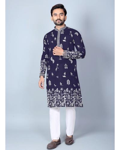 Men's Chanderi Silk Kurta with Cotton Pajama