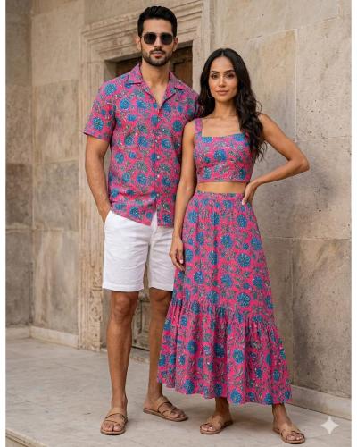 Designer Printed Cotton Couple Outfit for Men & Women